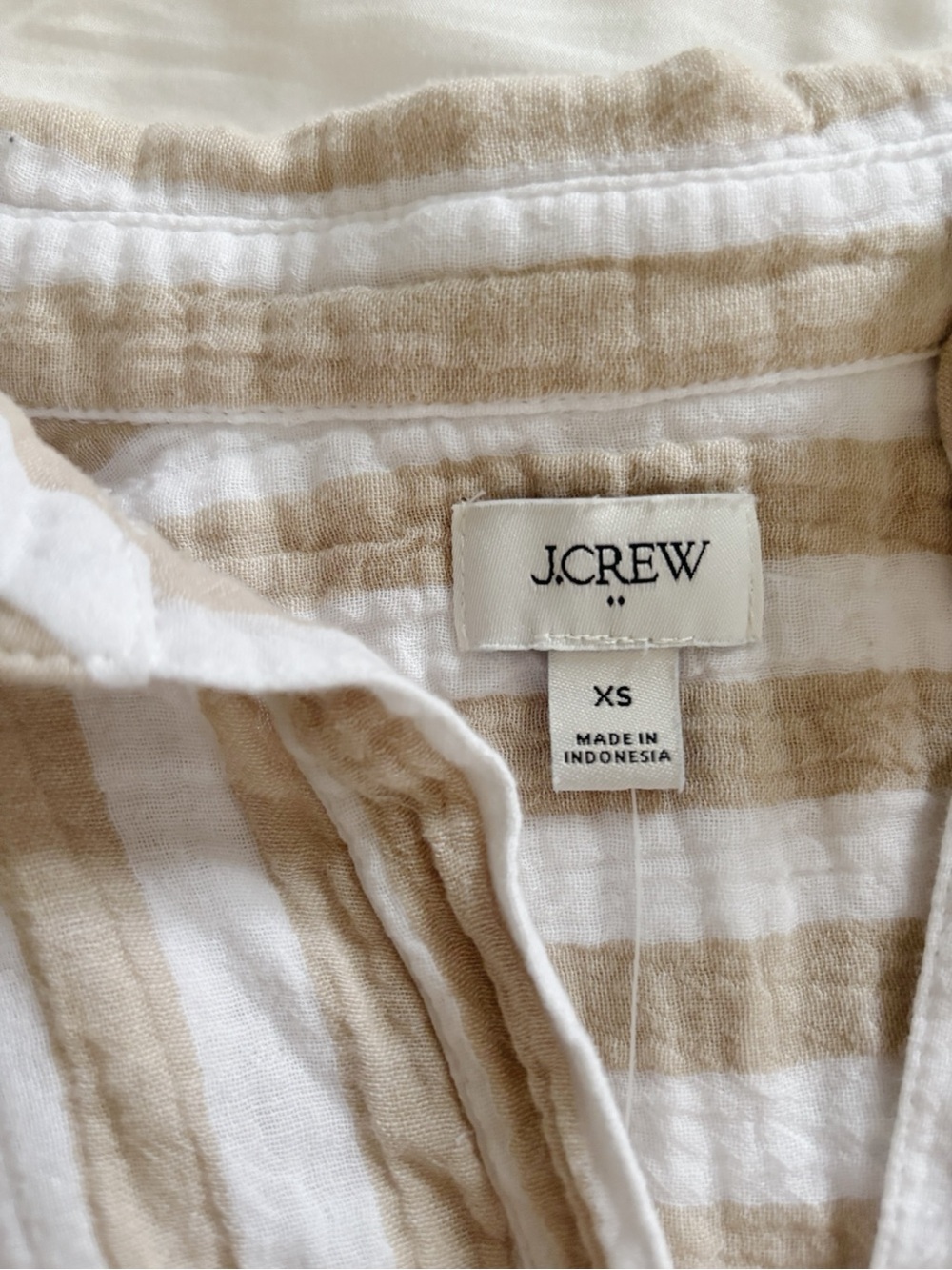 J. Crew White and Beige Striped Popover Top - Picture 4 of 5